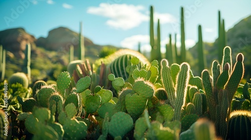 landscape of cactus in the desert
 photo