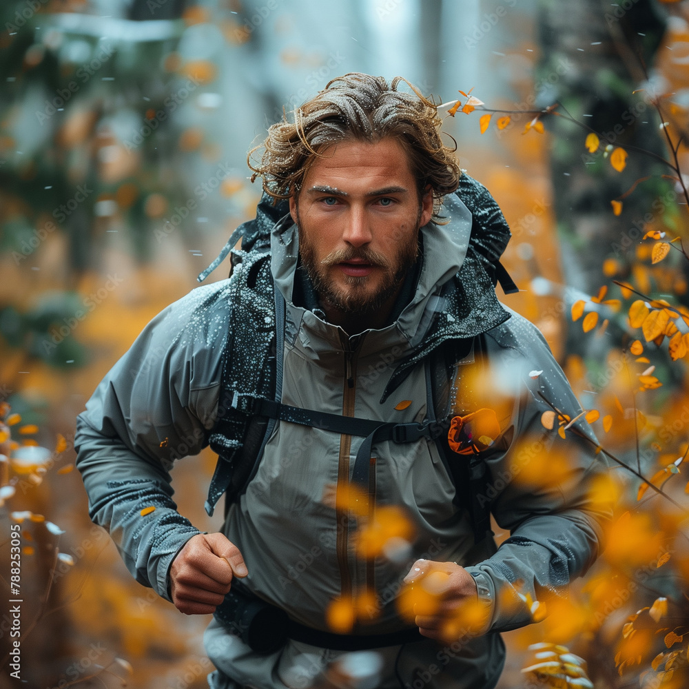 Obraz premium man in autumn forest