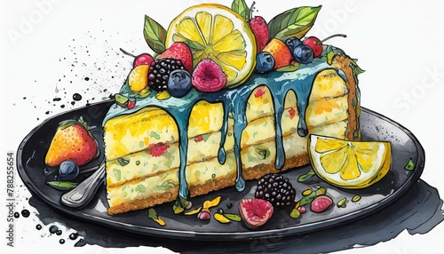 tarta de limon y frutos silvestres