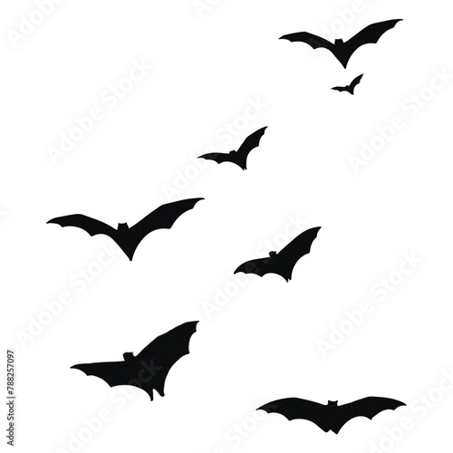 Canvas-taulu Flying bats silhouette png sticker, Halloween graphic, transparent background