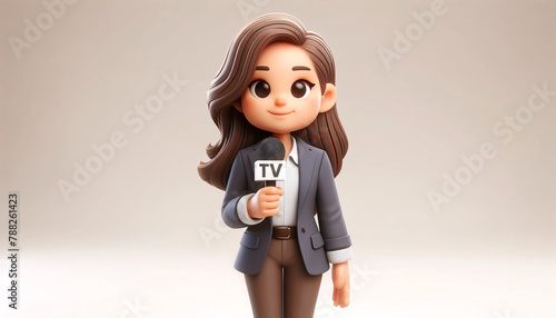 animated female reporter photo