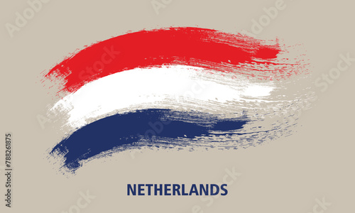 Netherlands flag background from paint brushes, Brush stroke drawing of the Netherlands flag, Netherlands colorful brush strokes painted national flag icon eps8, Netherlands colorful brush strokes