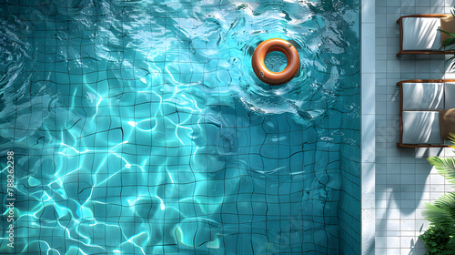 Aerial view of a swimming pool. 