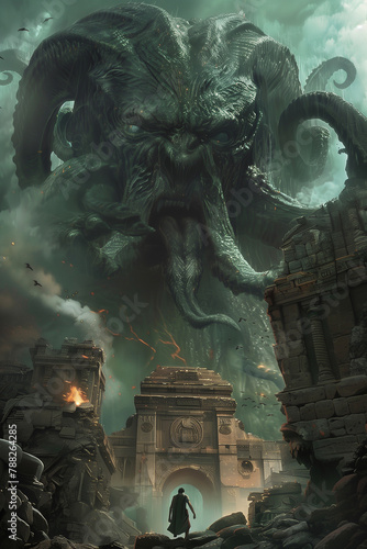 monster city fantasy illustration - generative ai