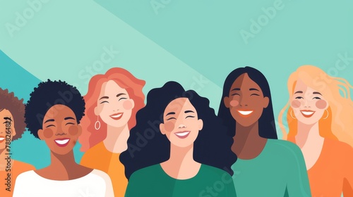 Group of women from different races and cultures Inclusion, diversity, equality, feminism background. International Woman Day's.