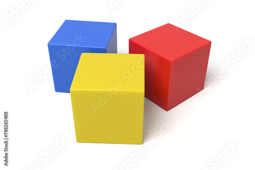 Three colorful 3D cubes arranged neatly © gearstd
