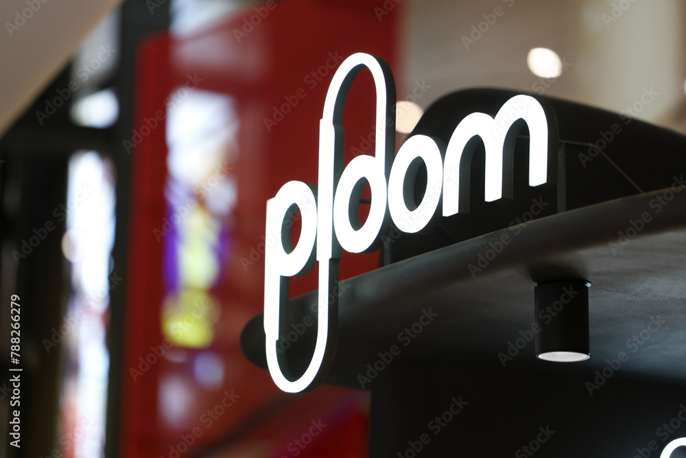 Bucharest, Romania - 15 April 2024: Ploom. The logo sign of Ploom, a ...