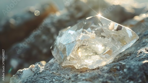 Diamond in rough state, close-up, gemstone promise, raw beauty, precious find 