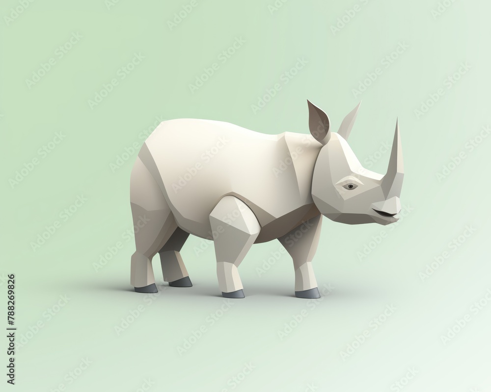 Rhinoceros, diversity of wildlife in Africa. cartoon, flat design