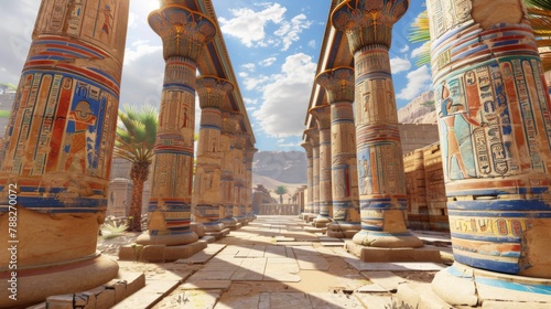 Sunlit Hypostyle Hall at Karnak Temple, Luxor, Egypt photo