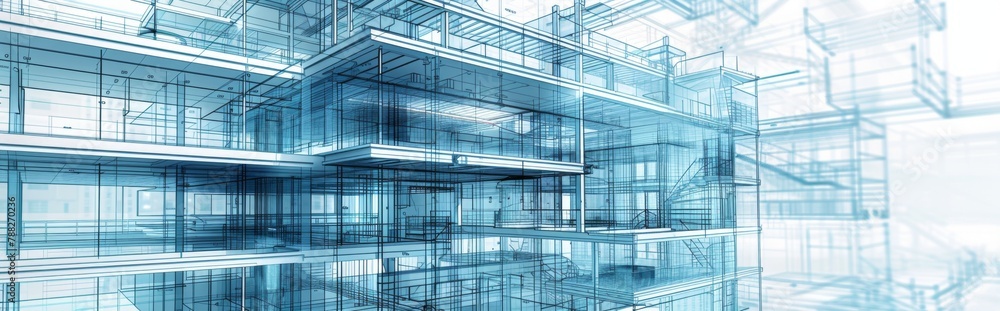 Lines and engineering drawing, concept of building contracting and architectural construction Lines and engineering drawing, concept of building contracting and architectural construction