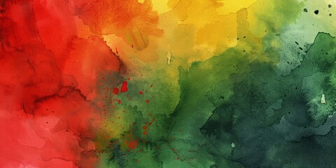 A painted card with colors of red, yellow, green and black. Concept Juneteenth