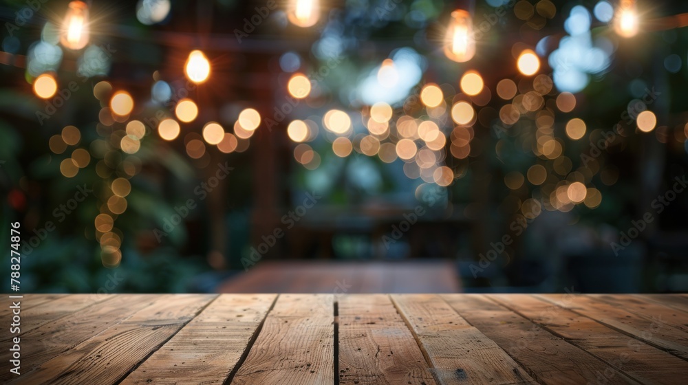 Empty wooden table top with blurred background
Empty wooden table top with blurred background