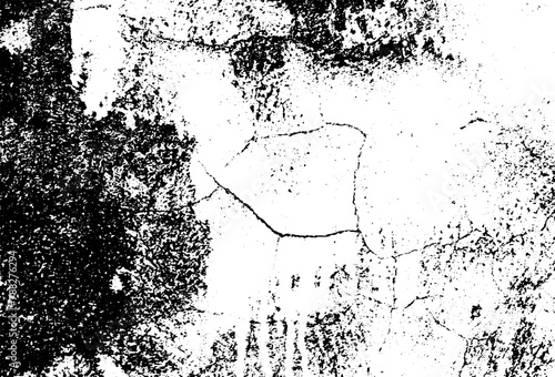 The monochrome texture of the cracked concrete surface. Monochrome distressed texture. Texture of damaged wall. Dust overlay distress grainy grungy effect.