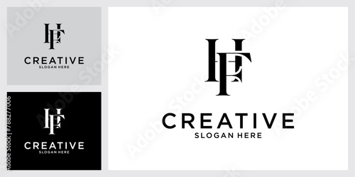 HF or FH initial letter logo design vector