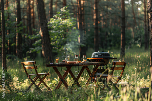 Fototapeta Naklejka Na Ścianę i Meble -  picnic table in the forest