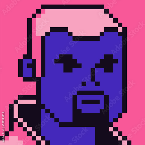 8-bit boy, pixel art male character, man avatar, cartoon vector icon, game user or web profile person, people, social net portrait, young guy face, minimalistic fashion, vector