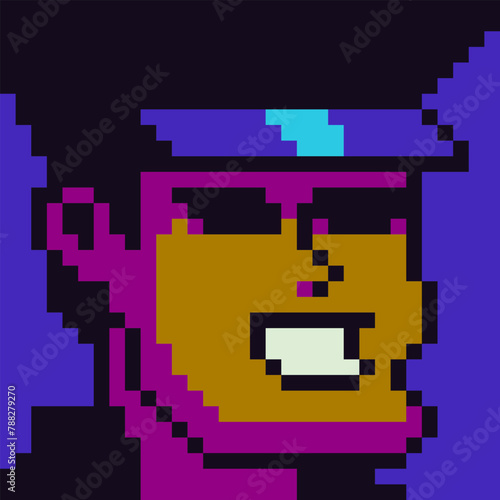 8-bit man, avatar pixel art male character, cartoon vector icon, game user or web profile person, people, social net portrait, young guy face, minimalistic vector