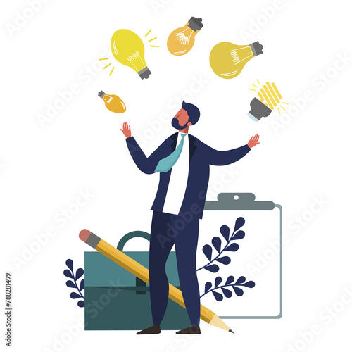 Cuadro en lienzo Businessman juggles with ideas