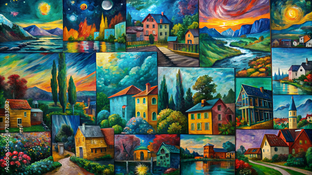 Fototapeta premium paintings, drawings, watercolor, paints, colors, abstraction, landscape, portrait, still life, illustration, graphics, digital, pencil, pastel, ink, gouache, acrylic, oil, master class, lesson, step b