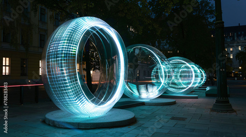 Futuristic art installations in public spaces