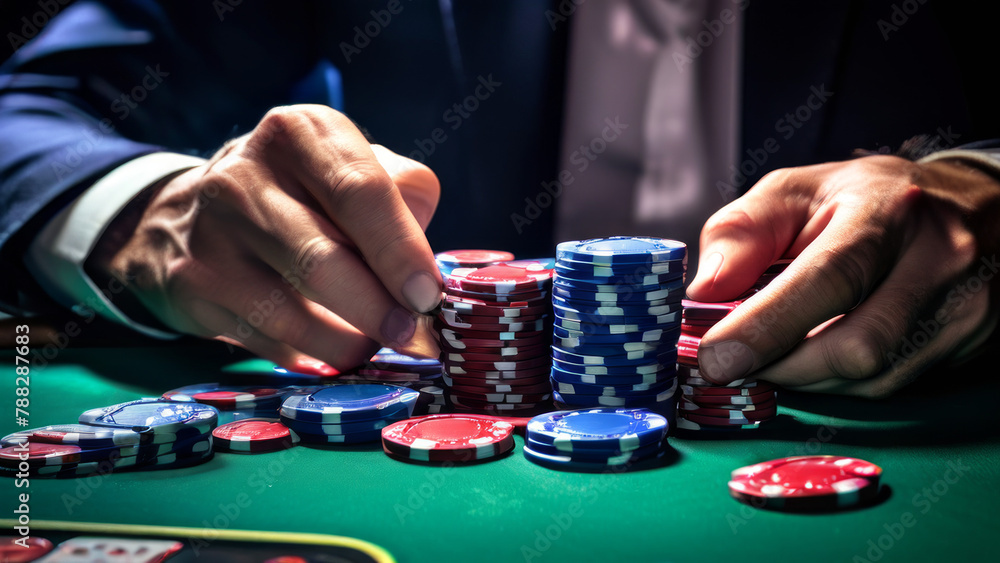 casino. roulette game. close-up. man takes away won poker chips. casino. roulette game. close-up. man takes away won poker chips.