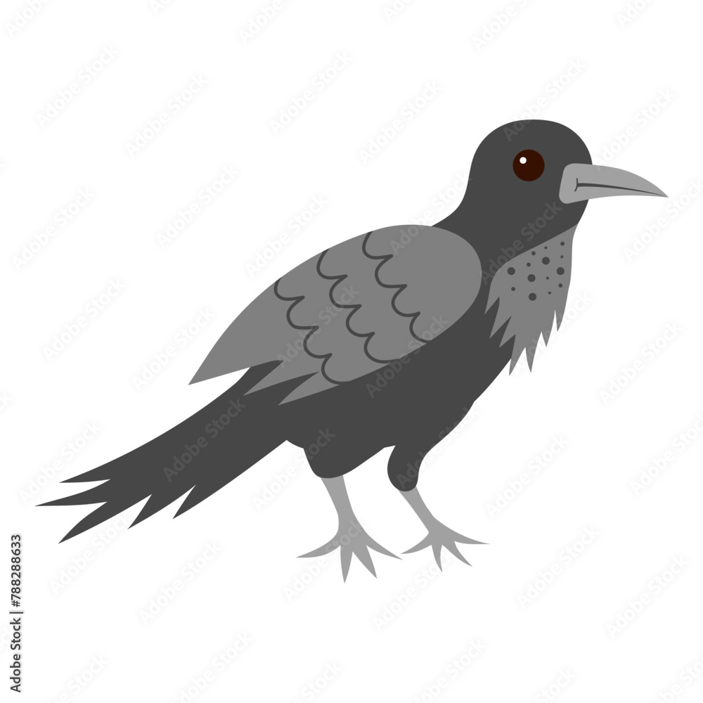 Fototapeta premium Cute crow. Cartoon forest animal. Vector illustration.