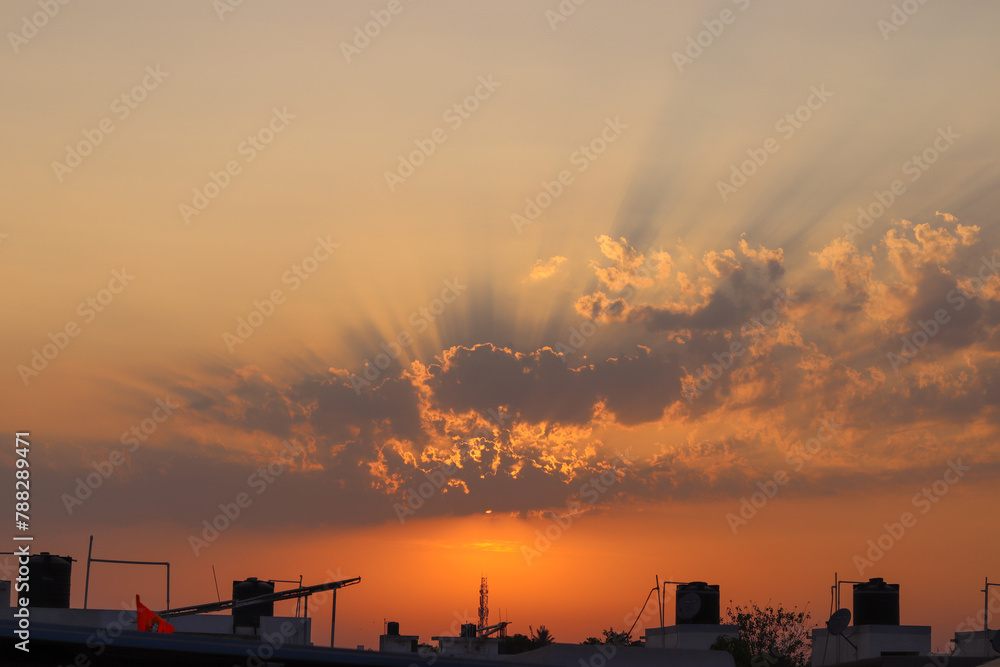Fototapeta premium Beautiful evening sky with dramatic clouds.