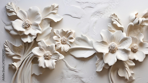 flower molding on white clay