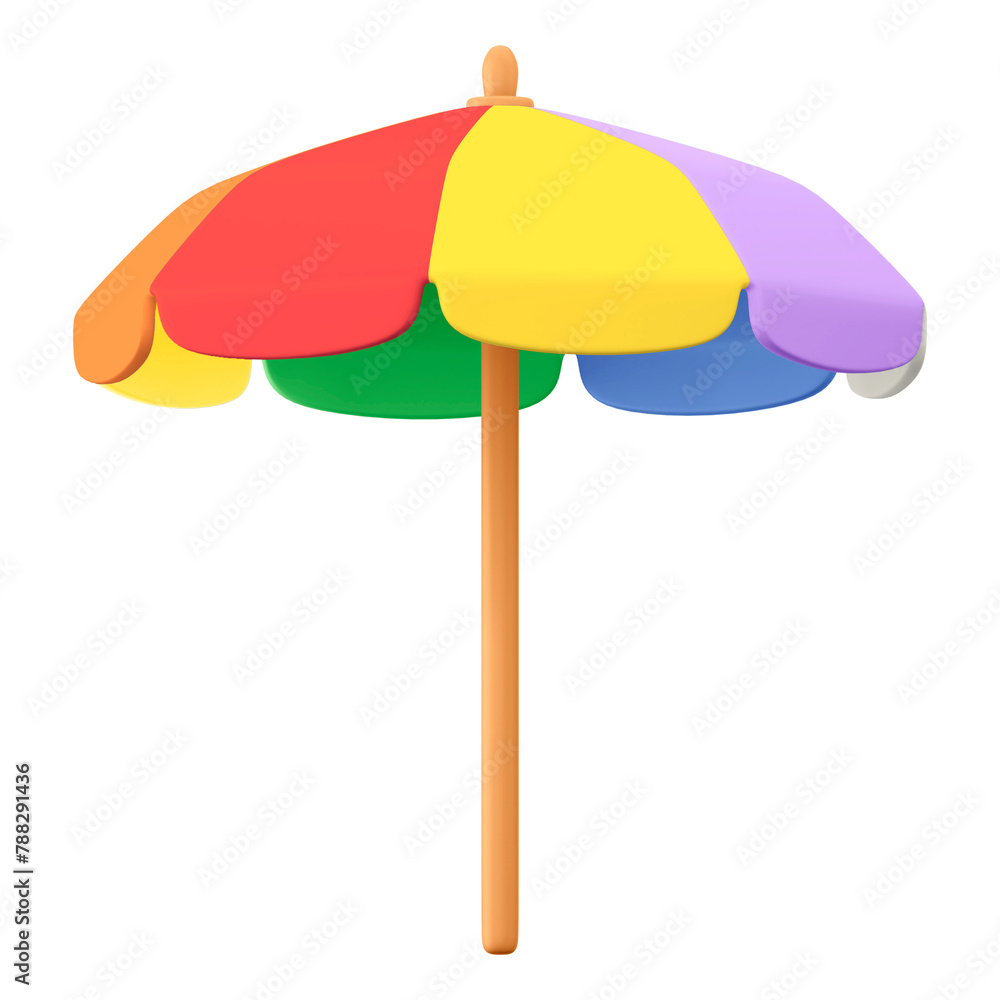 Png beach umbrella sticker, 3D rendering, transparent background Png beach umbrella sticker, 3D rendering, transparent background
