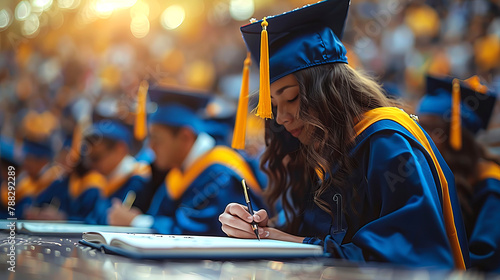 Graduates sign each other's yearbooks and leave heartfelt messages. photo