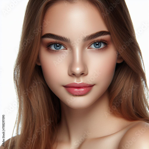 teenage girl on a white background