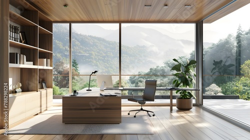 The Perfect Balance: Crafting a Serene and Productive Home Office Environment © kreasi Visual