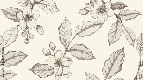 Botanical seamless pattern with tropical Coffea 