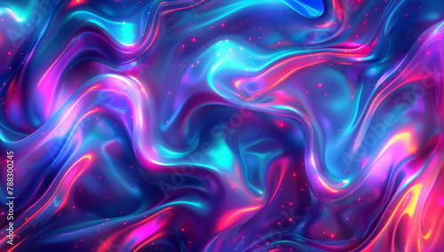 Abstract, wallpaper and art of 3d waves, glow and illustration isolated on a background. Pattern, flow and liquid with gradient of motion, neon color or iridescent texture of creative graphic closeup