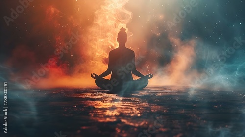 Spiritual Ascension in Serene Cosmos. Concept Meditation, Mindfulness, Inner Peace, Spiritual Awakening, Cosmic Connection