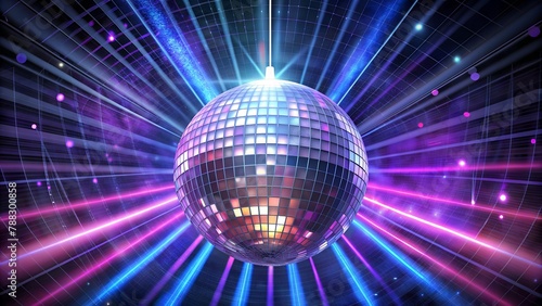 Reflective Disco Ball Radiates with Colorful Dancefloor Lights.