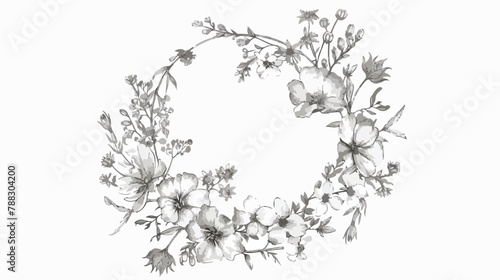 Circular frame or wreath decorated with blooming wild