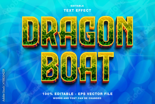 Dragon Boat 3d Editable Text Effect Template Style Premium Vector
