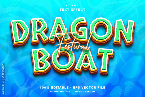 Dragon Boat Festival 3d Editable Text Effect Template Style Premium Vector