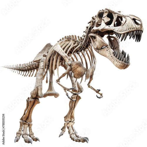 A fossilized skeleton of a Tyrannosauraus Rex