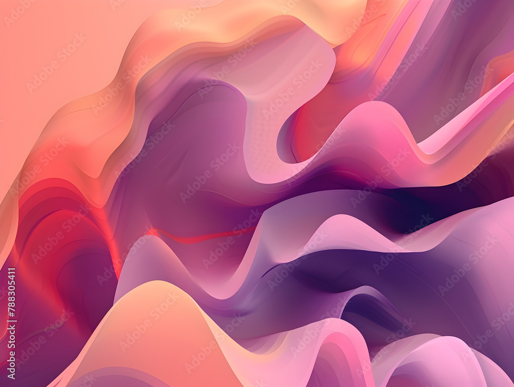 Obraz premium Purple and Peach 3d Wave