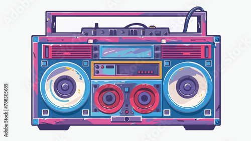 Colorful hiphop boombox isolated on white background. photo