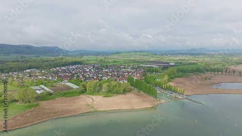 Luftaufnahme vom westlichen Teil des Bodensees mit der Bodenseegemeinde Moos und dem Bootshafen photo