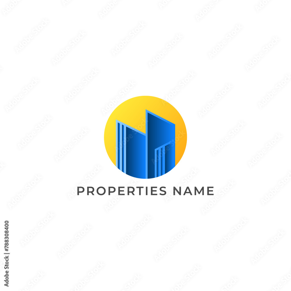 ILLUSTRATION HOME.MODERN HOUSE. RESENTIAL BUILDING SIMPLE MINIMALIST LOGO ICON GRADIENT ORANGE BLUE COLOR DESIGN VECTOR. GOOD FOR REAL ESTATE, PROPERTY INSDUSTRY