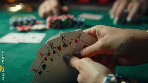 A Player's Winning Poker Hand photo