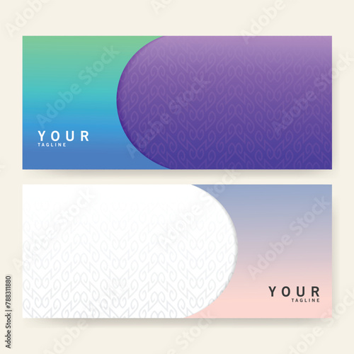 Set of horizontal banner templates with abstract pattern in blue and purple colors
