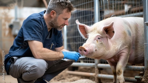 Veterinarian Conducting a Pig Checkup photo