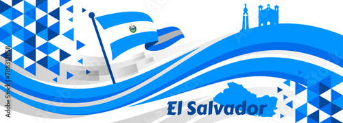 El Salvador Independence Day Banner National holiday celebrated on September 15. Vector template for banner, greeting card, flyer, etc.

