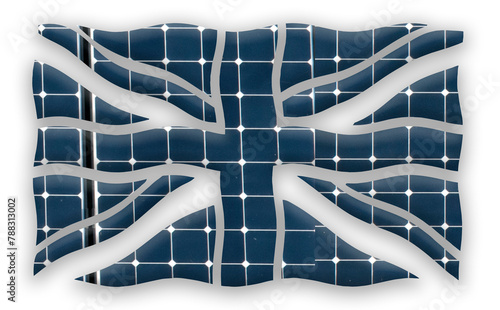 Digital composition - Union Jack with photovoltaic solar panels.  photo